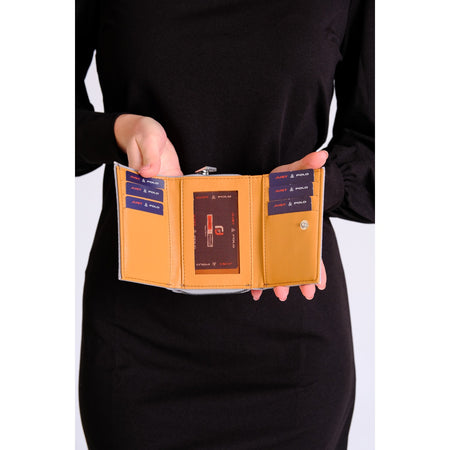 Just Polo Women's Vegan Wallet with 6 Card Slots + 1 ID Card, Embossed Print, Snap and Zipper Closure Mink - MALLTURK