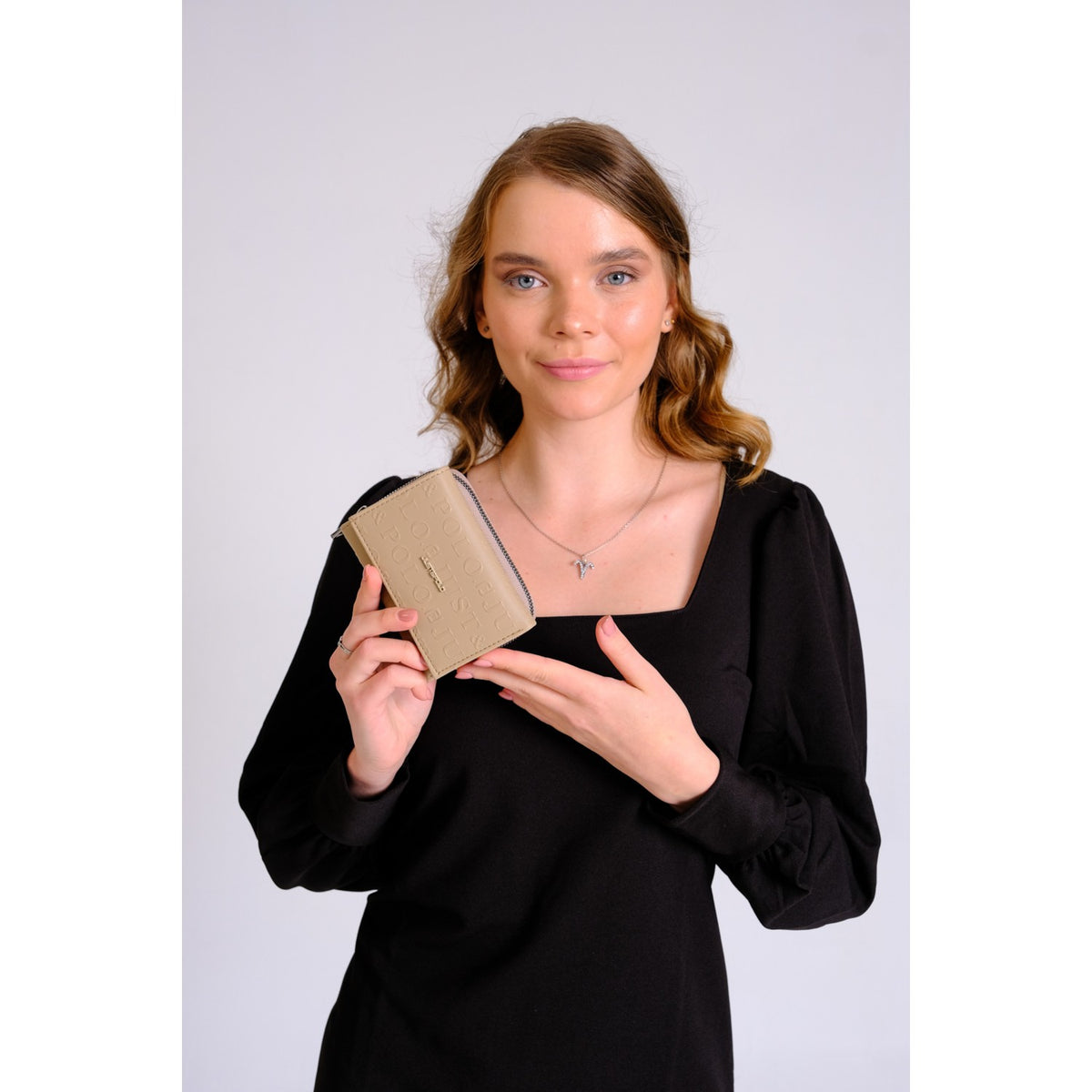 Just Polo Women's Vegan Wallet with 6 Card Slots + 1 ID Card, Embossed Print, Snap and Zipper Closure Mink - MALLTURK