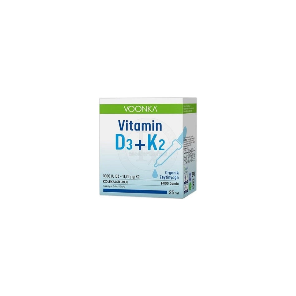 Voonka Vitamin D3+K2 Drops 25 ml Organic Olive Oil - MALLTURK