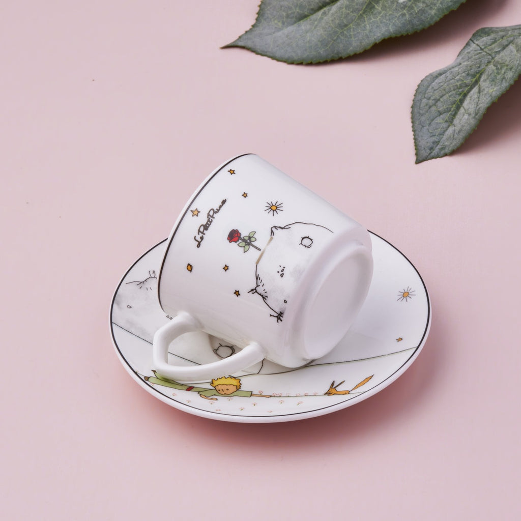 Karaca The Little Prince 4-Piece Turkish Coffee Cup and Saucer Set for 2