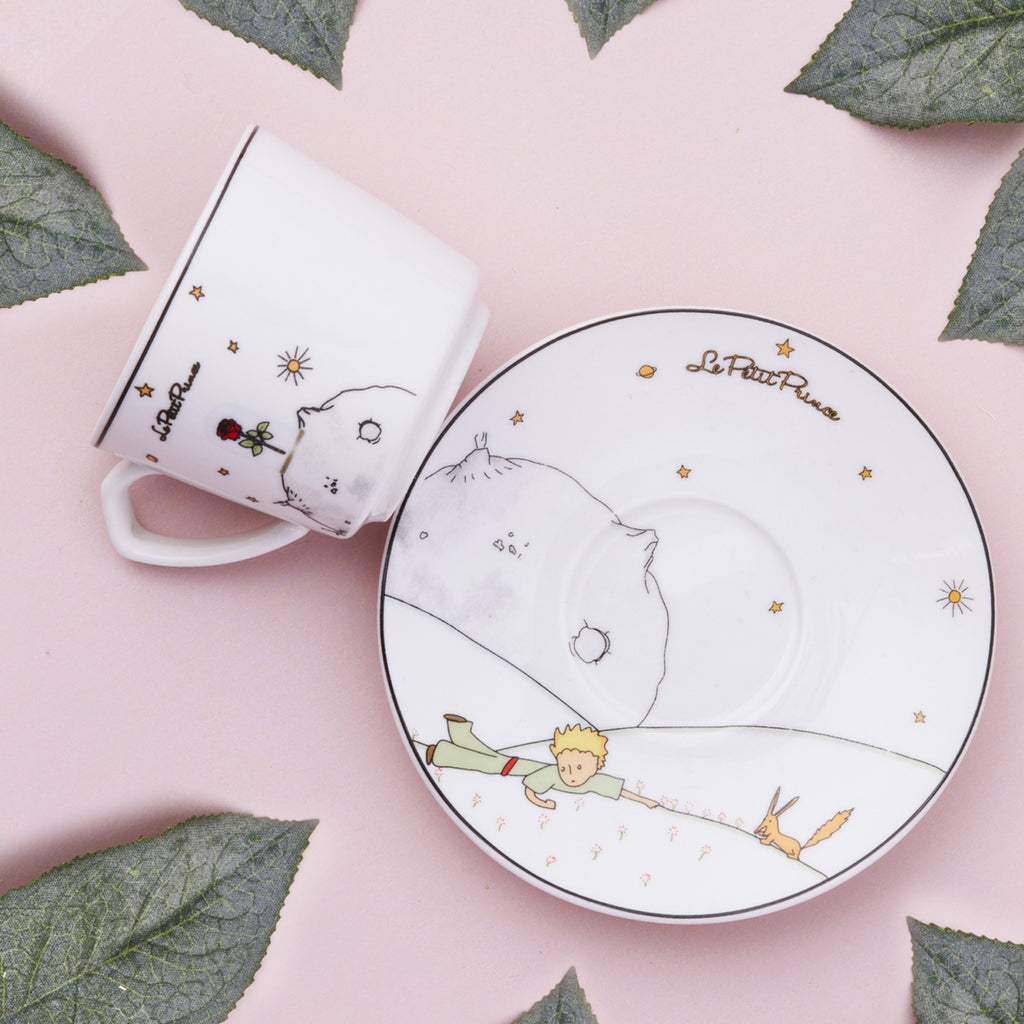 Karaca The Little Prince 4-Piece Turkish Coffee Cup and Saucer Set for 2