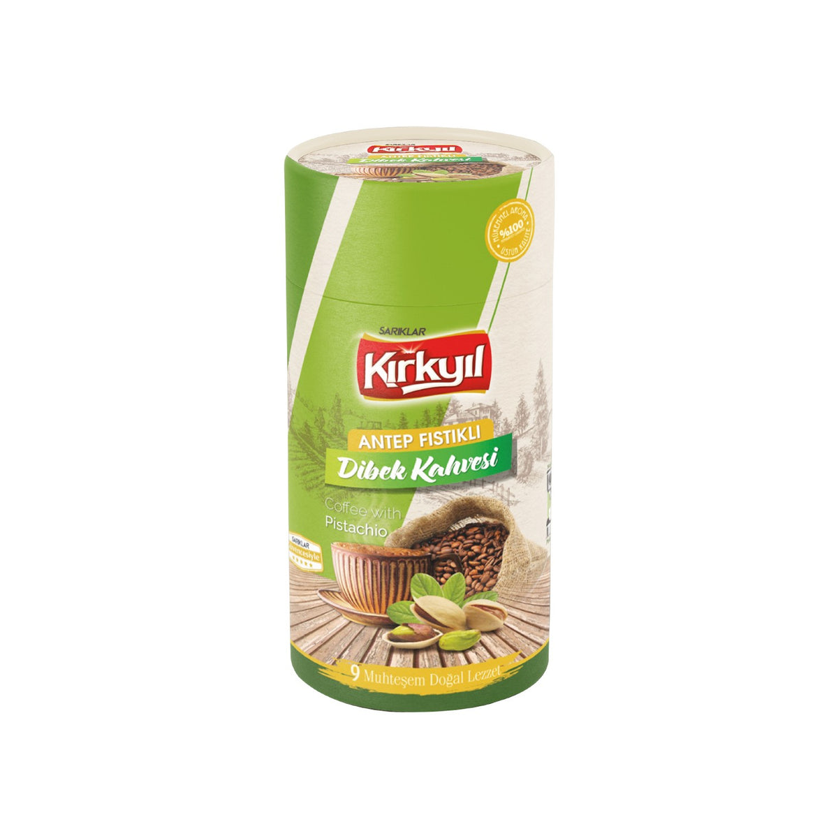 Kirkyil Pistachio Dibek Coffee 200 gr Cylindrical Box - MALLTURK