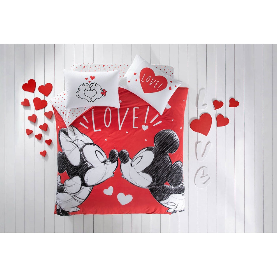 Tac Disney Minnie Mickey Lovely Cotton Licensed Duvet Cover Set - MALLTURK