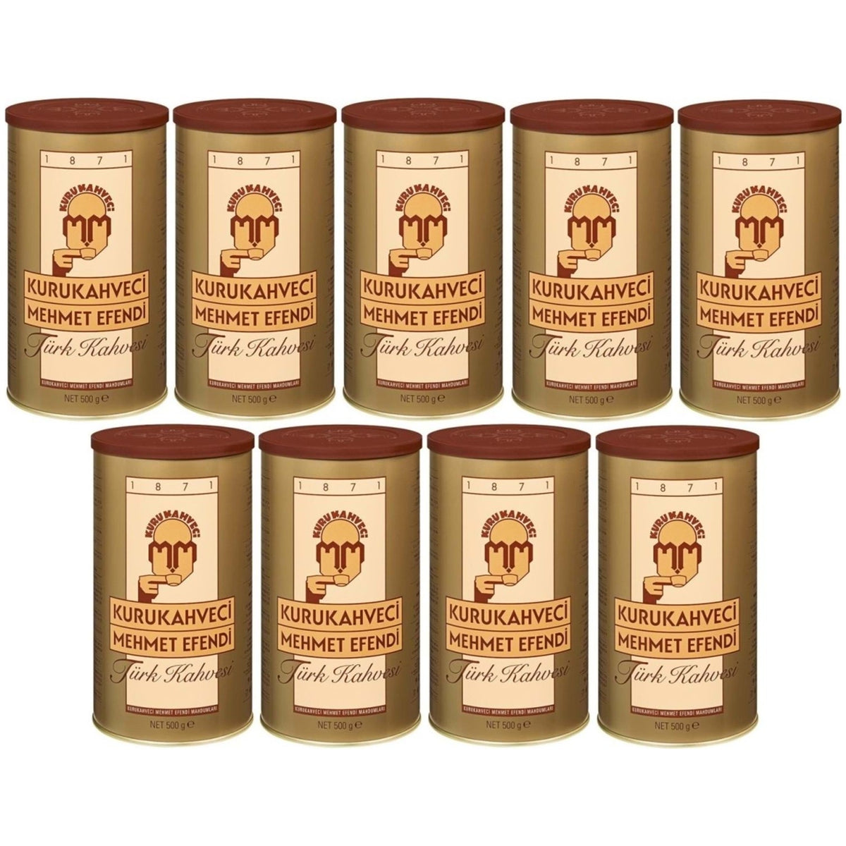 Kurukahveci Mehmet Efendi Turkish Coffee 500g Tin Can (9-Pack Set, Total 4500g) - MALLTURK