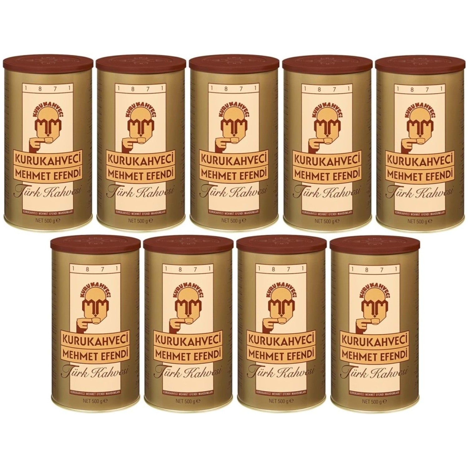 Kurukahveci Mehmet Efendi Turkish Coffee 500g Tin Can (9-Pack Set, Total 4500g) - MALLTURK