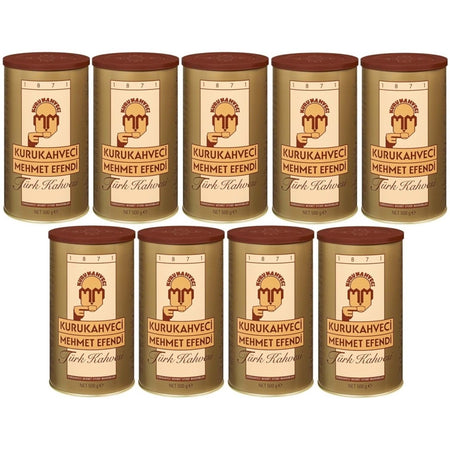 Kurukahveci Mehmet Efendi Turkish Coffee 500g Tin Can (9-Pack Set, Total 4500g) - MALLTURK