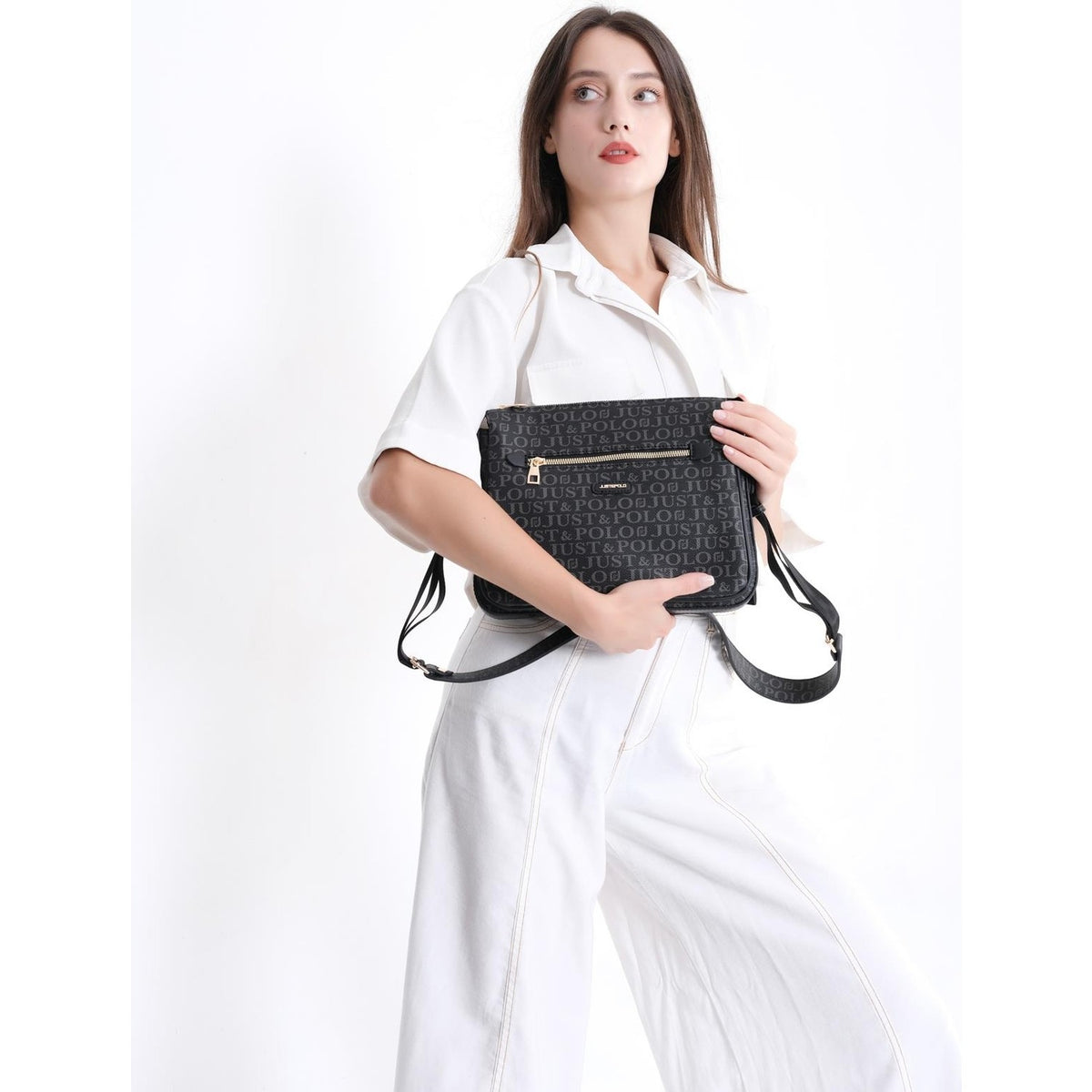 Just Polo Women's Crossbody and Shoulder Bag Black - MALLTURK