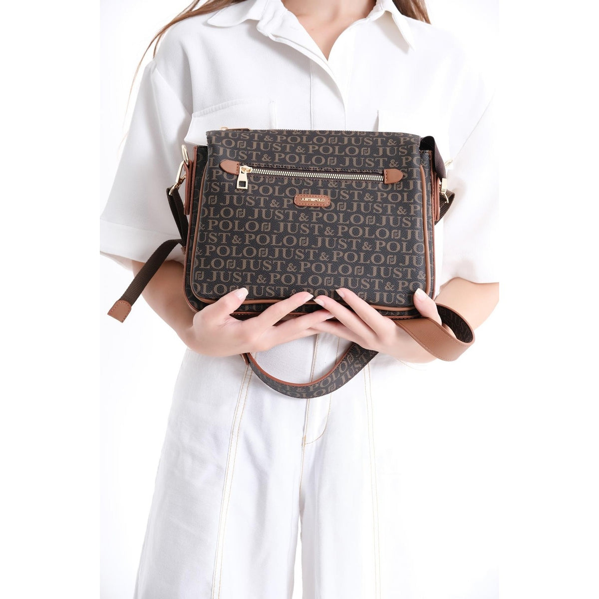 Just Polo Women's Crossbody and Shoulder Bag Tan - MALLTURK