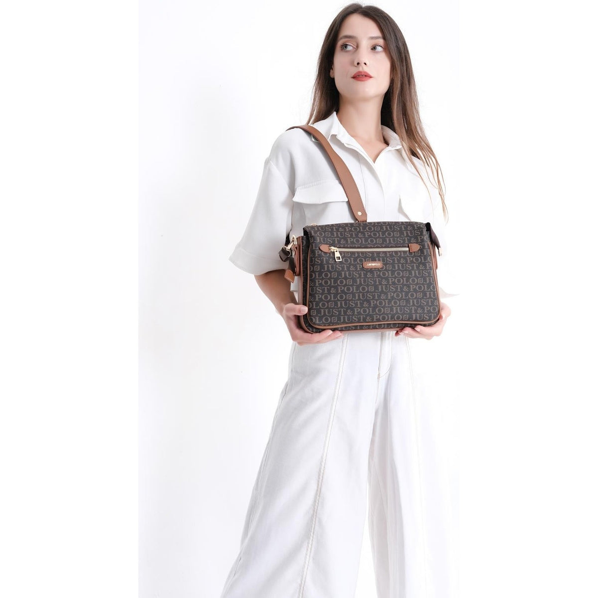 Just Polo Women's Crossbody and Shoulder Bag Tan - MALLTURK