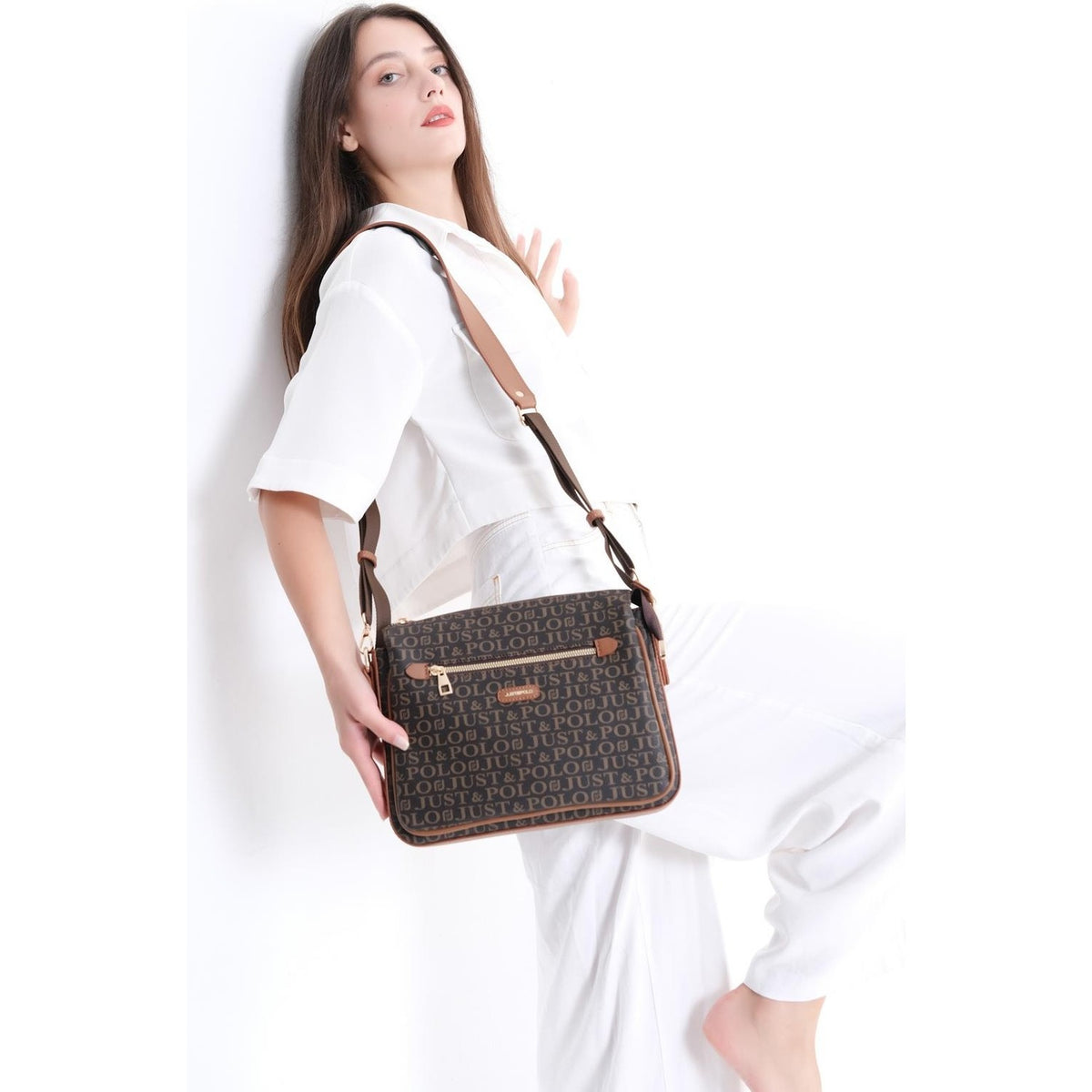 Just Polo Women's Crossbody and Shoulder Bag Tan - MALLTURK