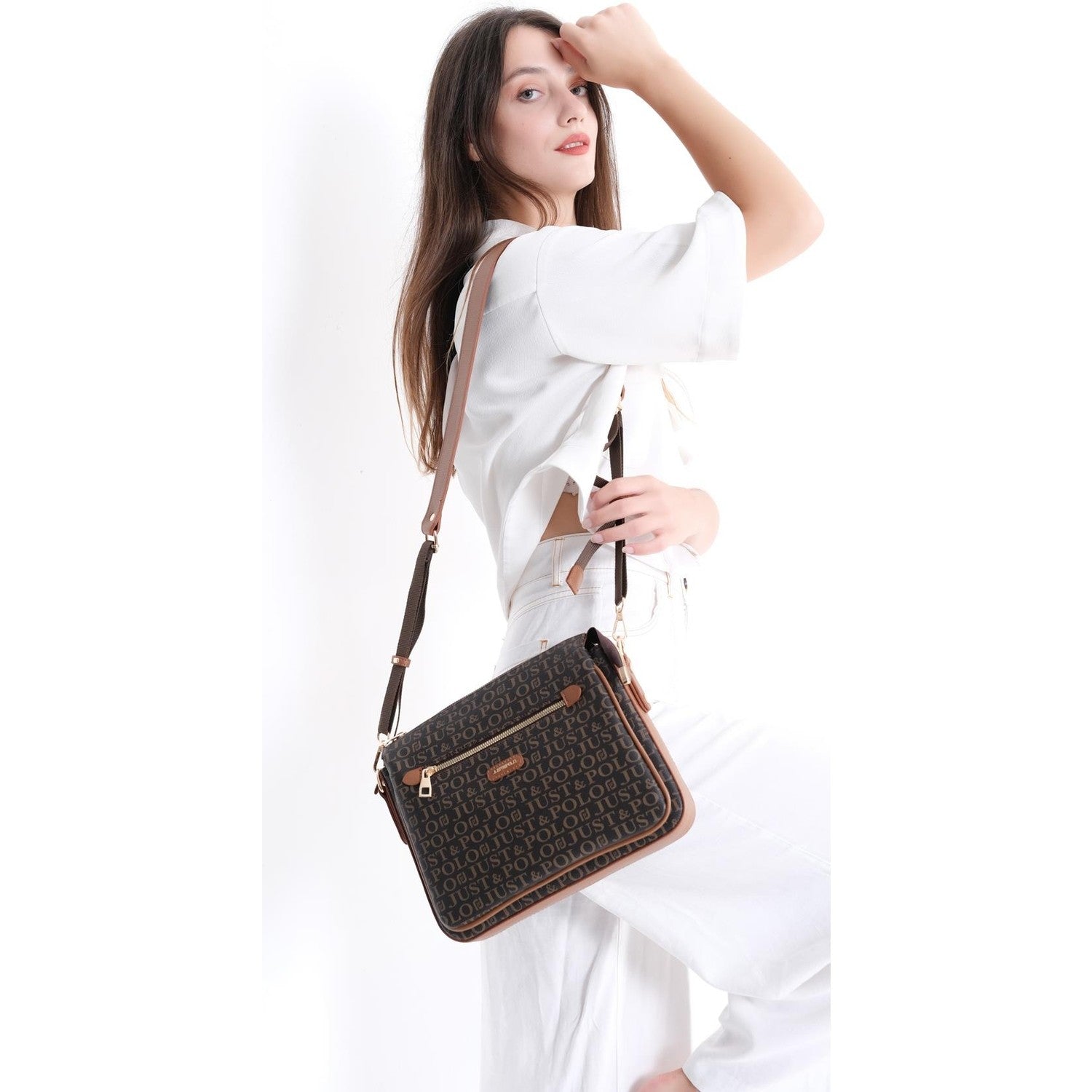 Just Polo Women's Crossbody and Shoulder Bag Tan - MALLTURK