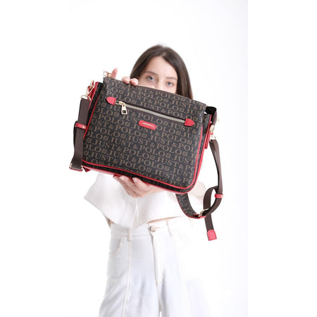 Just Polo Women's Crossbody and Shoulder Bag Brown - Red - MALLTURK