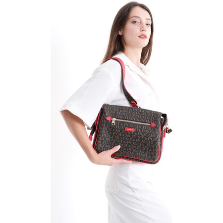 Just Polo Women's Crossbody and Shoulder Bag Brown - Red - MALLTURK