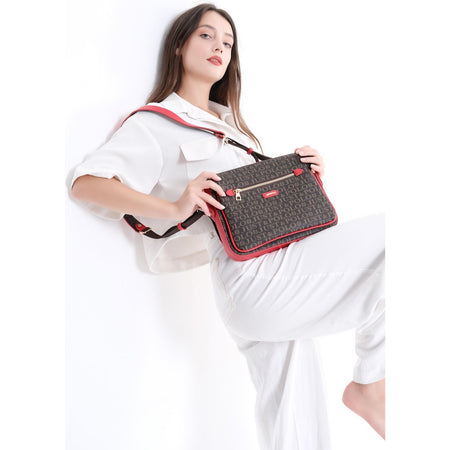 Just Polo Women's Crossbody and Shoulder Bag Brown - Red - MALLTURK
