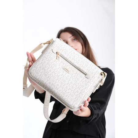Just Polo Women's Hand and Shoulder Bag, White,18x25x10 cm - MALLTURK