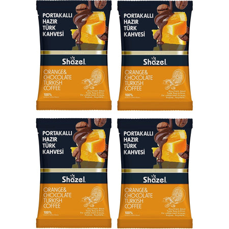 Shazel Orange Flavored instant Turkish Coffee 100 gr 4 Packs - MALLTURK