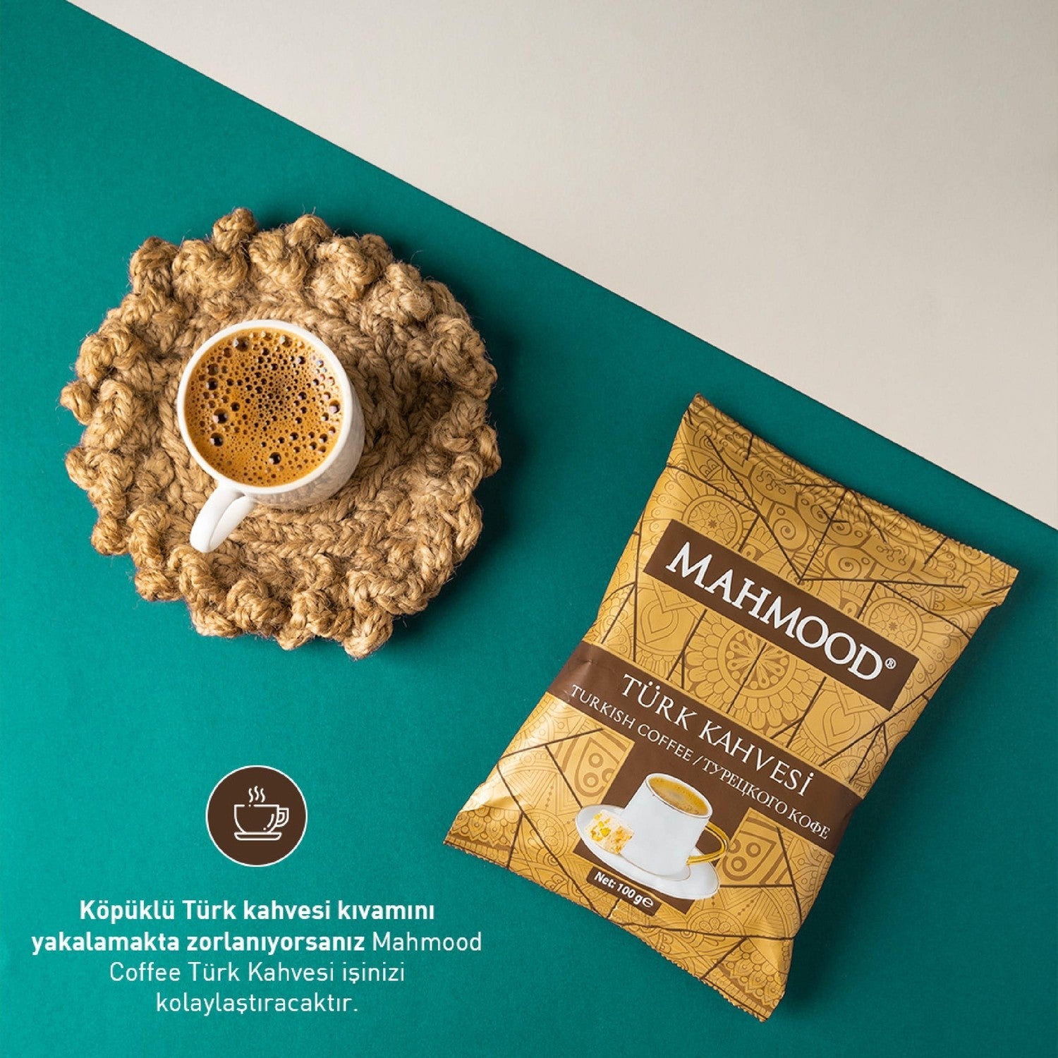 Mahmood Coffee - Medium Roast Turkish Coffee, 100 gr x 3 Packs - MALLTURK