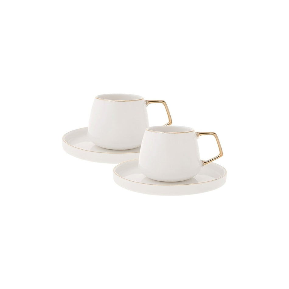 Karaca Saturn Gold Porcelain Turkish Coffee Cup Set for 2, 100 ml - MALLTURK