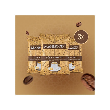 Mahmood Coffee - Medium Roast Turkish Coffee, 100 gr x 3 Packs - MALLTURK