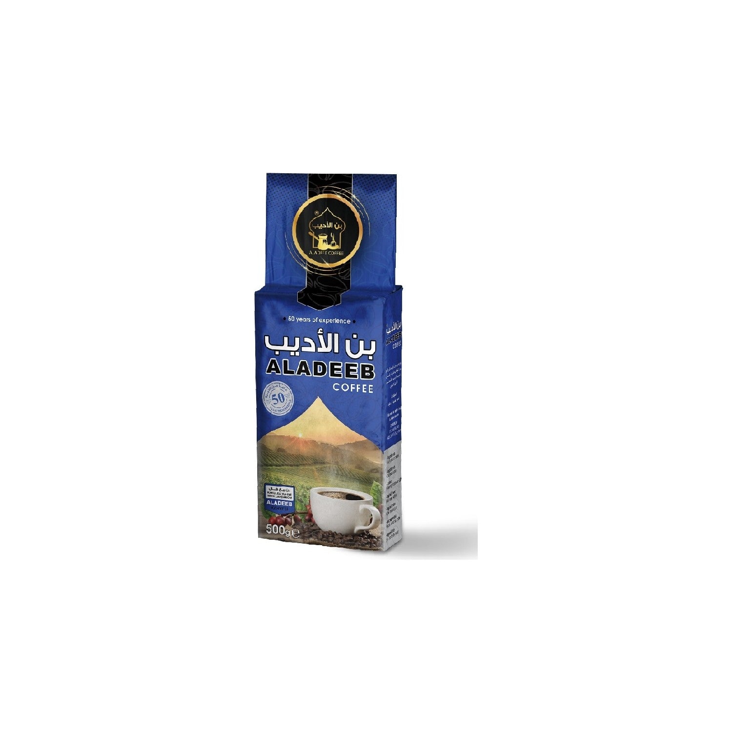 Aladeeb Coffee 500 gr Double Roasted Turkish Coffee with Extra Cardamom - MALLTURK