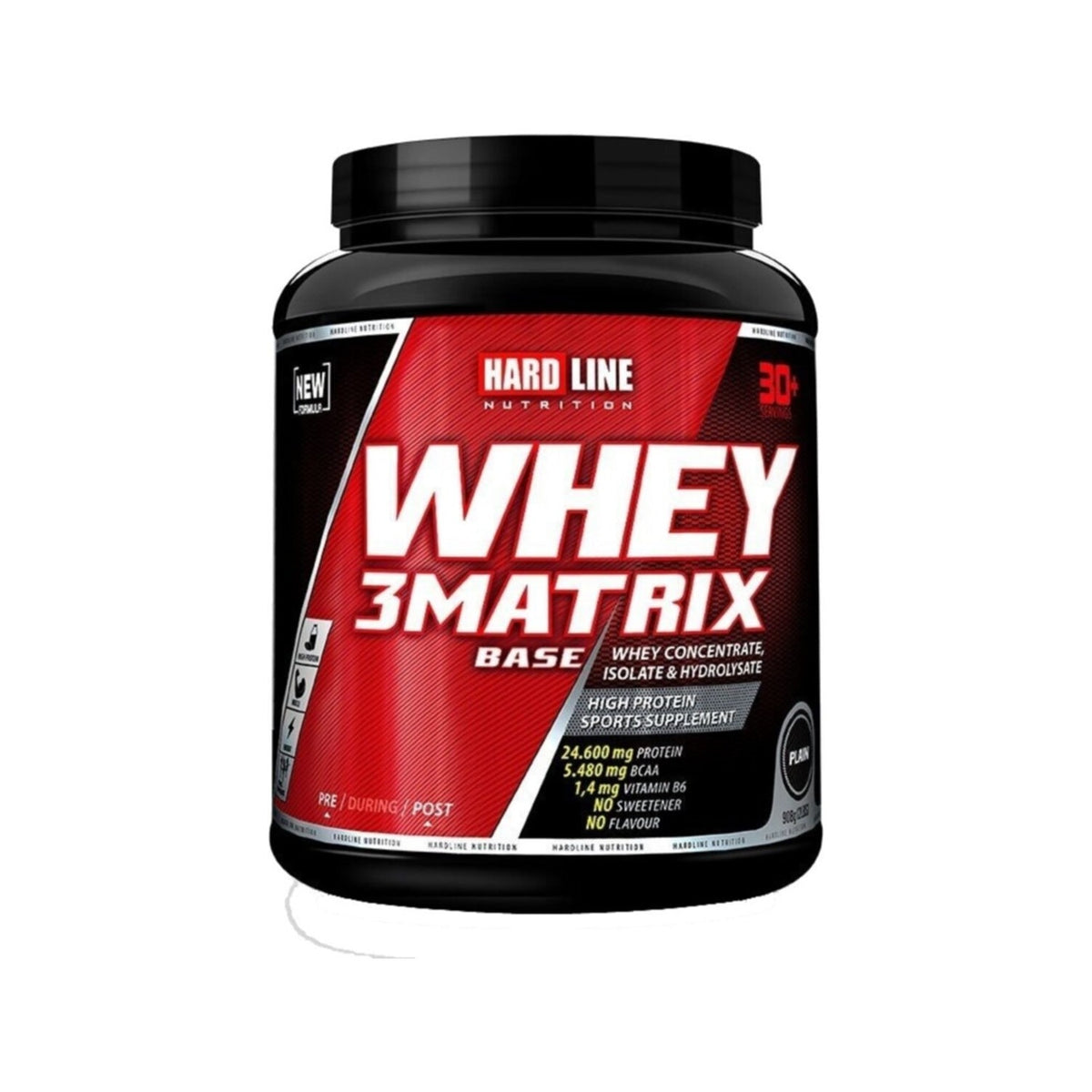 Hardline Nutrition Whey 3 Matrix Base Protein Powder Unflavored 908g (Creatine-Free) - MALLTURK