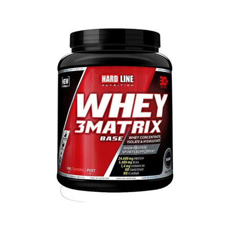Hardline Nutrition Whey 3 Matrix Base Protein Powder Unflavored 908g (Creatine-Free) - MALLTURK