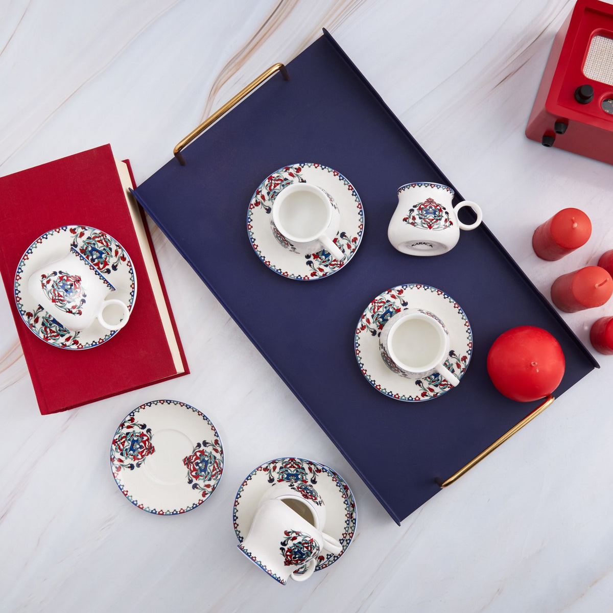 Karaca Hattat Turkish Coffee Cup Set for 6, 90 ml - MALLTURK