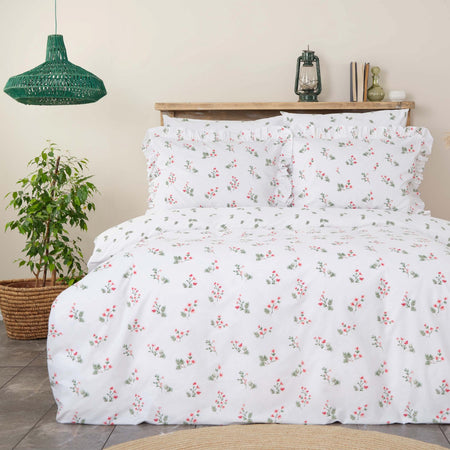 Karaca Home Silvie %100 Cotton Double Duvet Cover Set Ruffled Red - MALLTURK