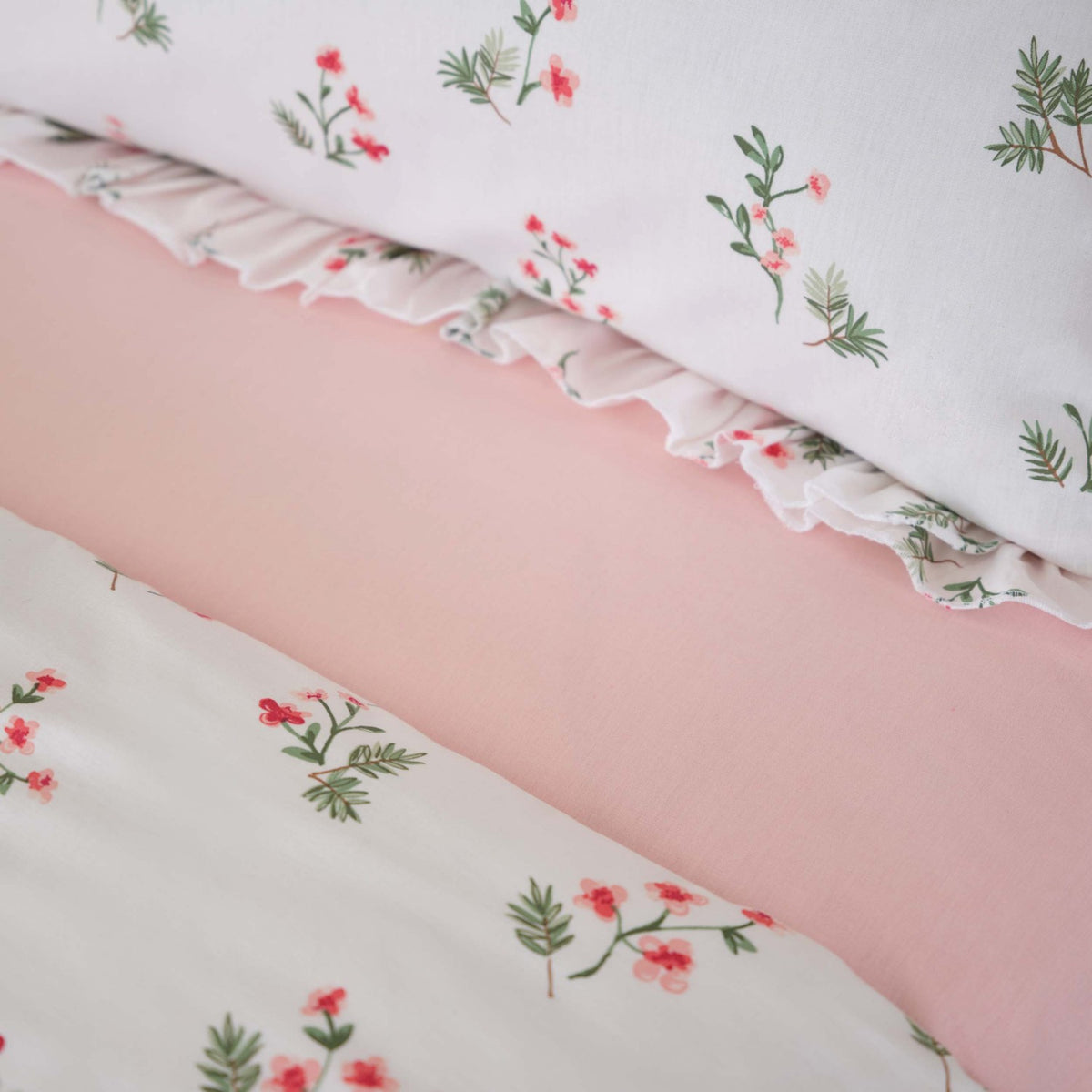 Karaca Home Silvie %100 Cotton Double Duvet Cover Set Ruffled Red - MALLTURK