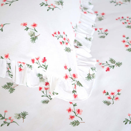 Karaca Home Silvie %100 Cotton Double Duvet Cover Set Ruffled Red - MALLTURK