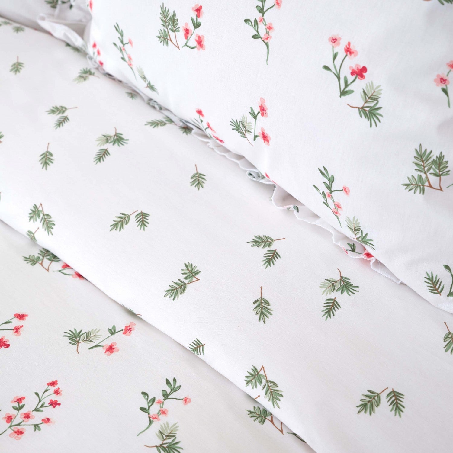 Karaca Home Silvie %100 Cotton Double Duvet Cover Set Ruffled Red - MALLTURK