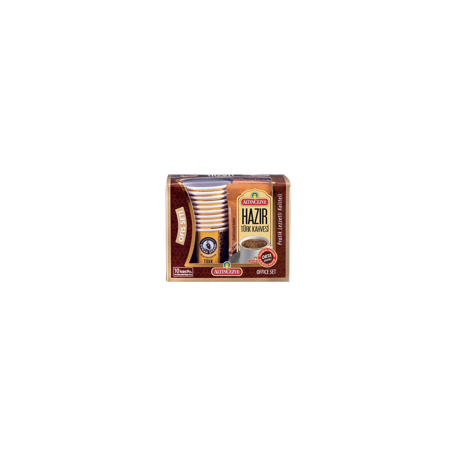 Altincezve Instant Turkish Coffee Office Set 10 Cups Medium Sweet in Cups - MALLTURK