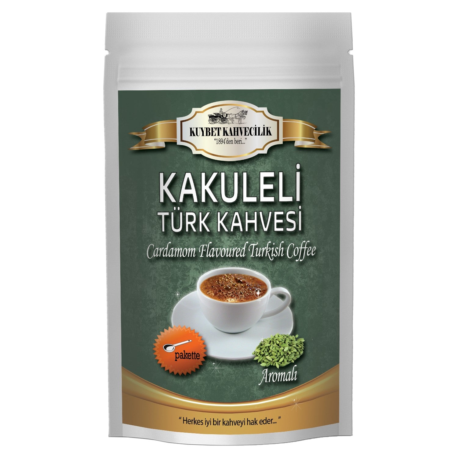Kuybet Coffee Shop Cardamom Flavored Turkish Coffee 200 gr - MALLTURK