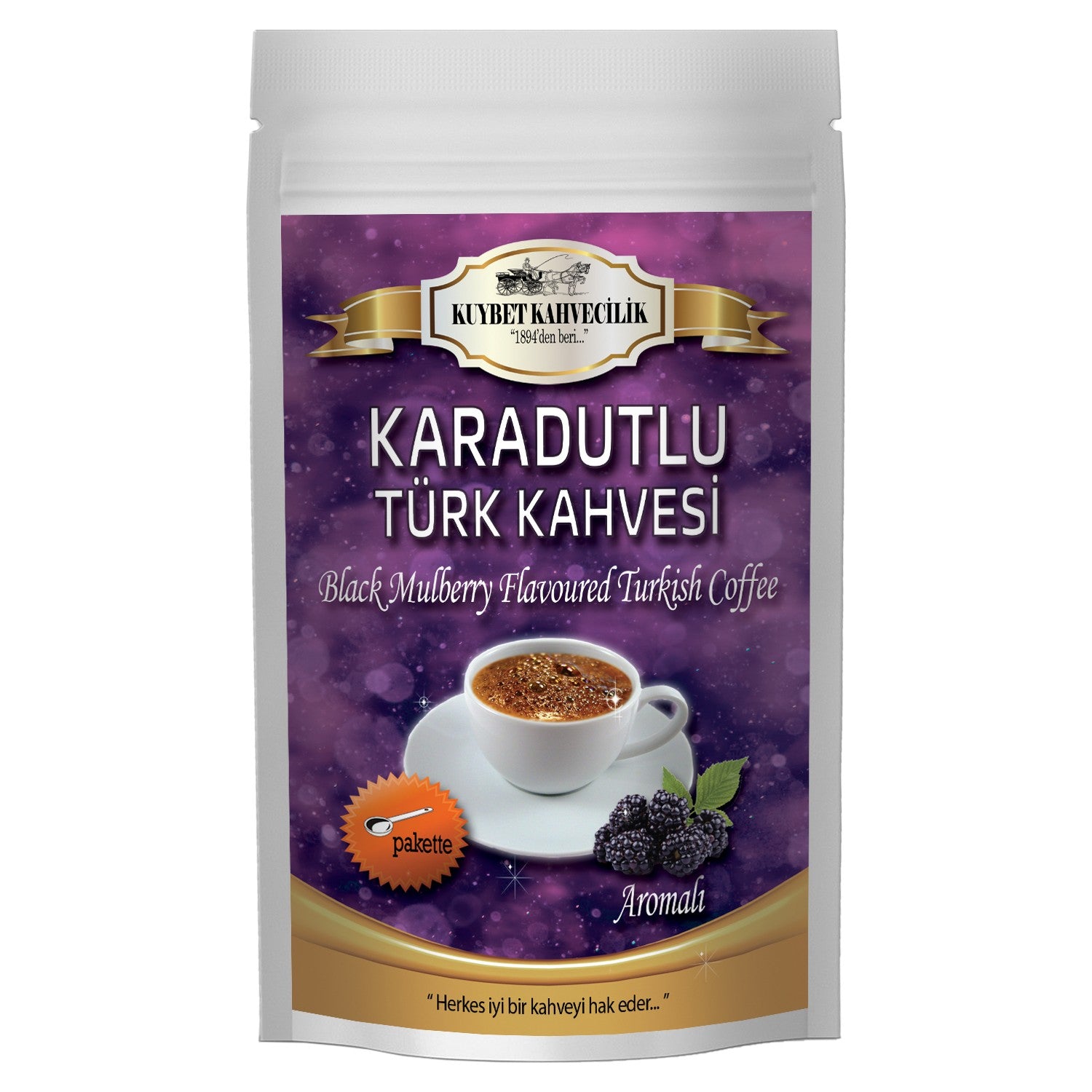 Kuybet Coffee Shop Black Mulberry Flavored Turkish Coffee 200 gr - MALLTURK