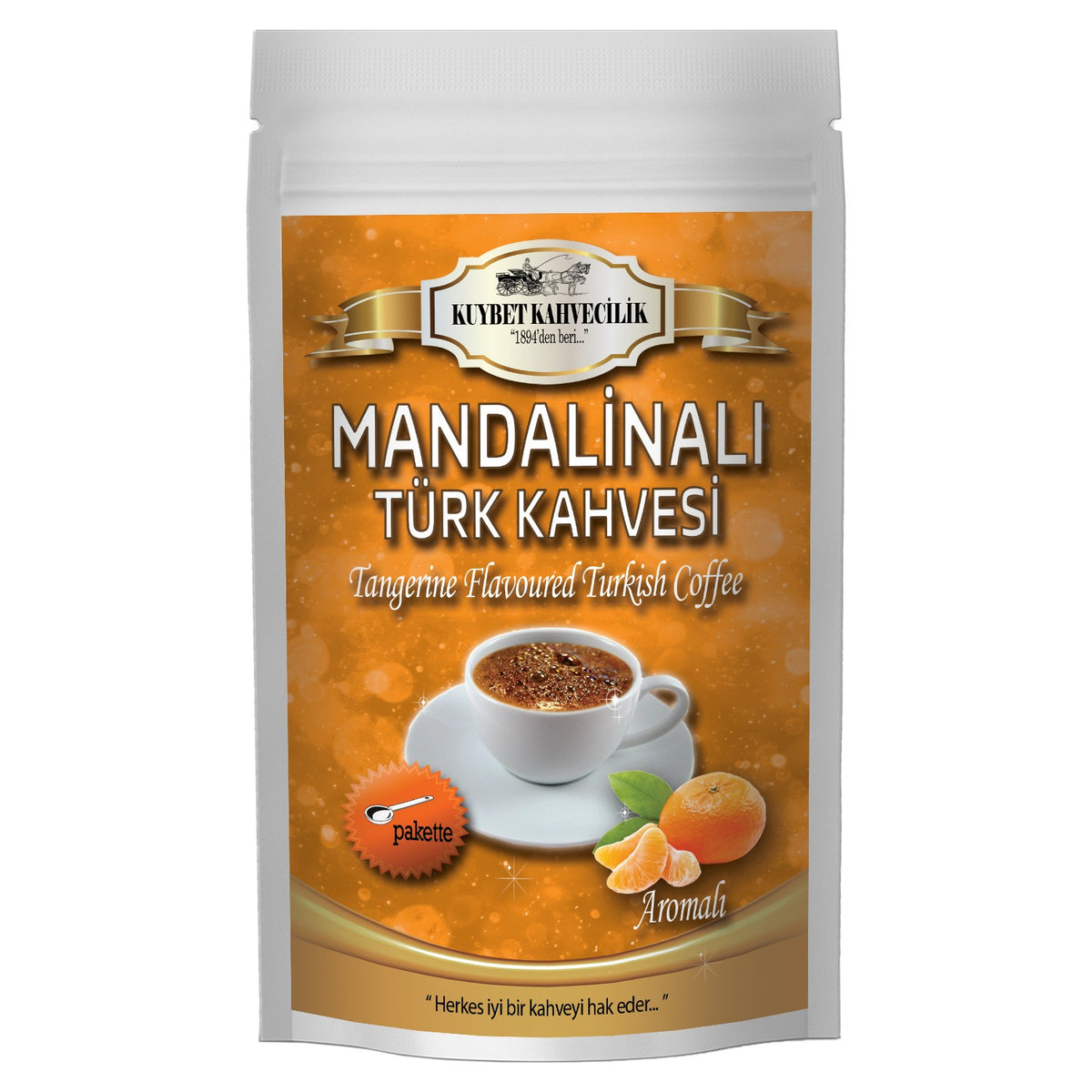 Kuybet Coffee Shop Mandarin Flavored Turkish Coffee 200 gr - MALLTURK
