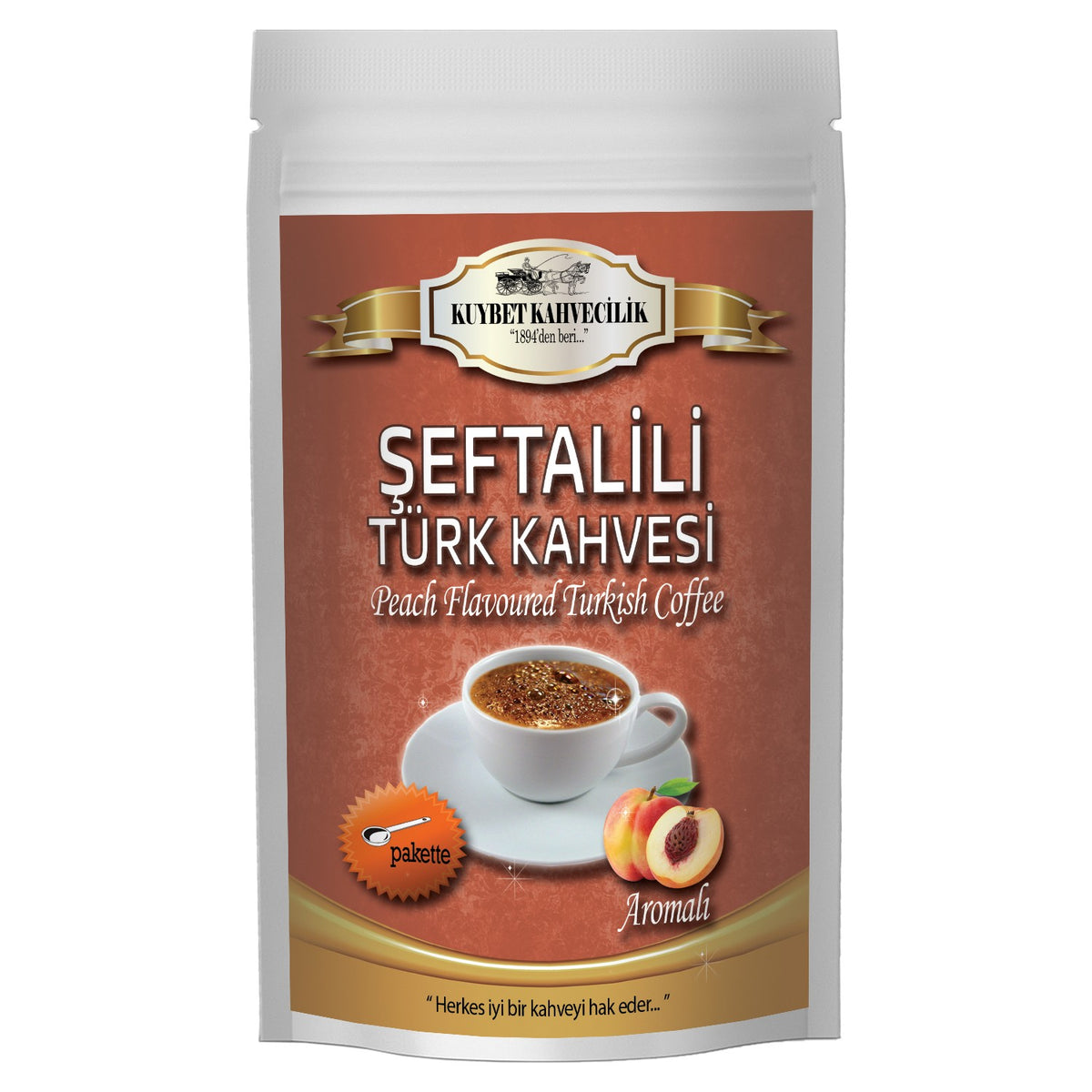 Kuybet Coffee Shop Peach Flavored Turkish Coffee 200 gr - MALLTURK
