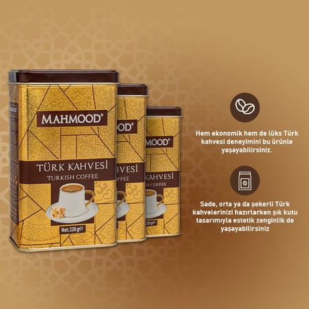 Mahmood Coffee Turkish Coffee Medium Roast Tin 220 gr - MALLTURK