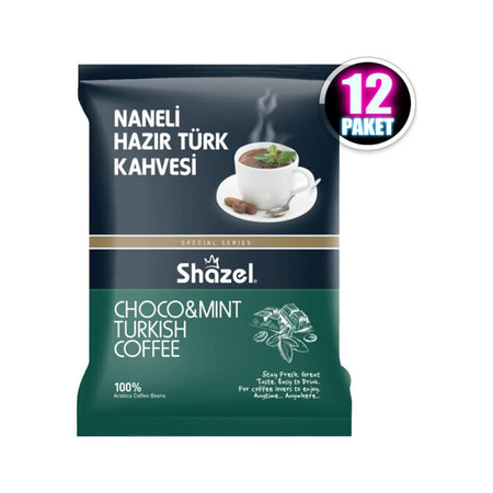 Shazel Mint Flavored instant Turkish Coffee 100 gr 12 Packs - MALLTURK