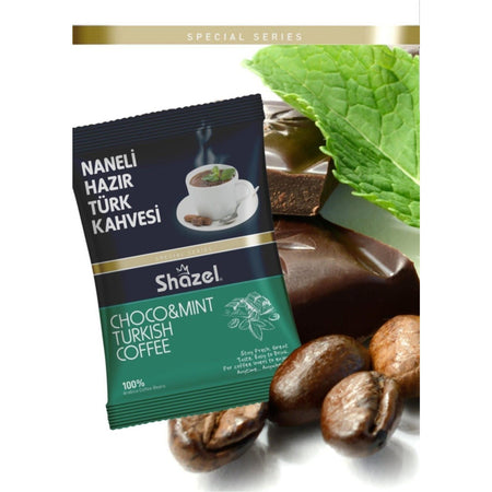 Shazel Mint Flavored instant Turkish Coffee 100 gr 12 Packs - MALLTURK