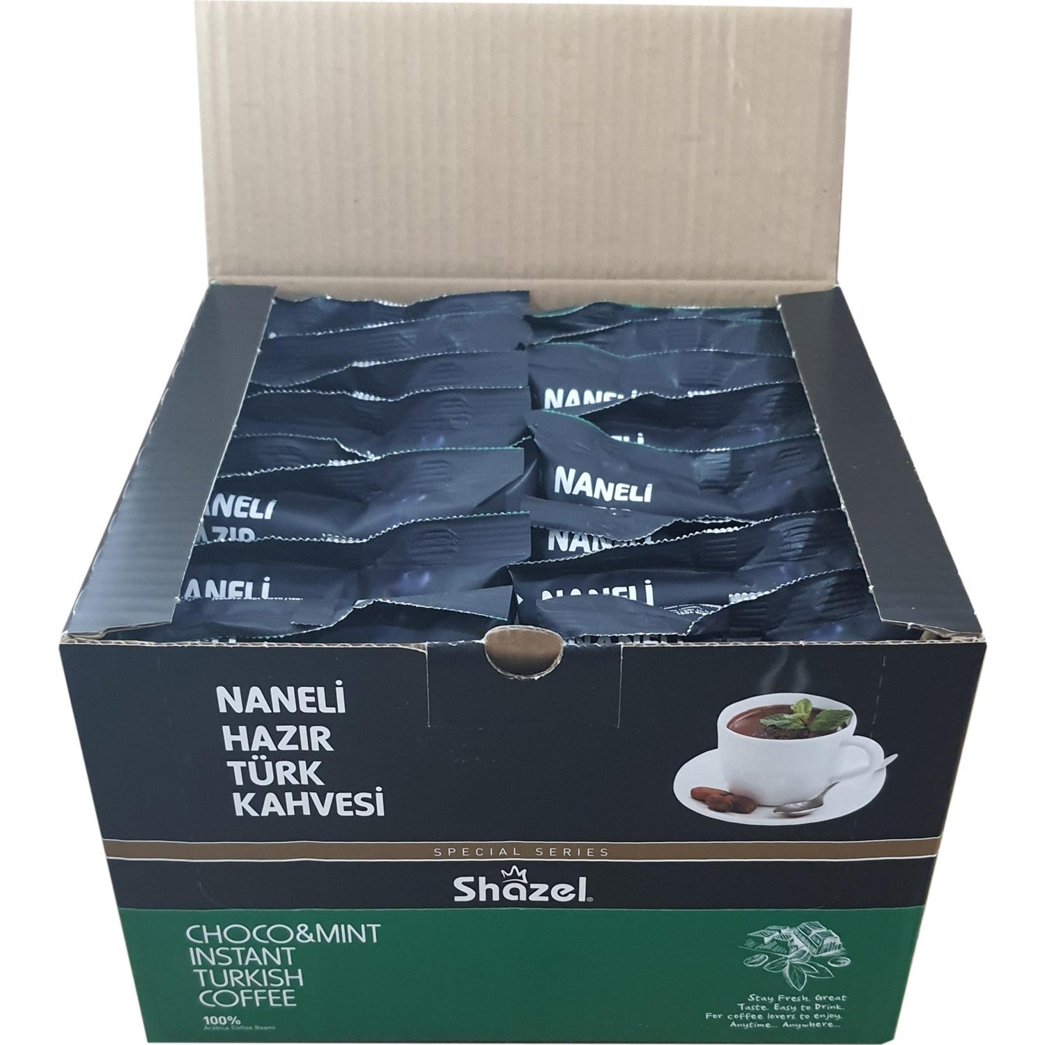 Shazel Mint Flavored instant Turkish Coffee 100 gr 16 Packs - MALLTURK