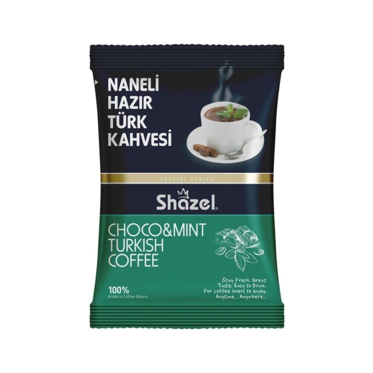 Shazel Mint Flavored instant Turkish Coffee 100 gr 16 Packs - MALLTURK