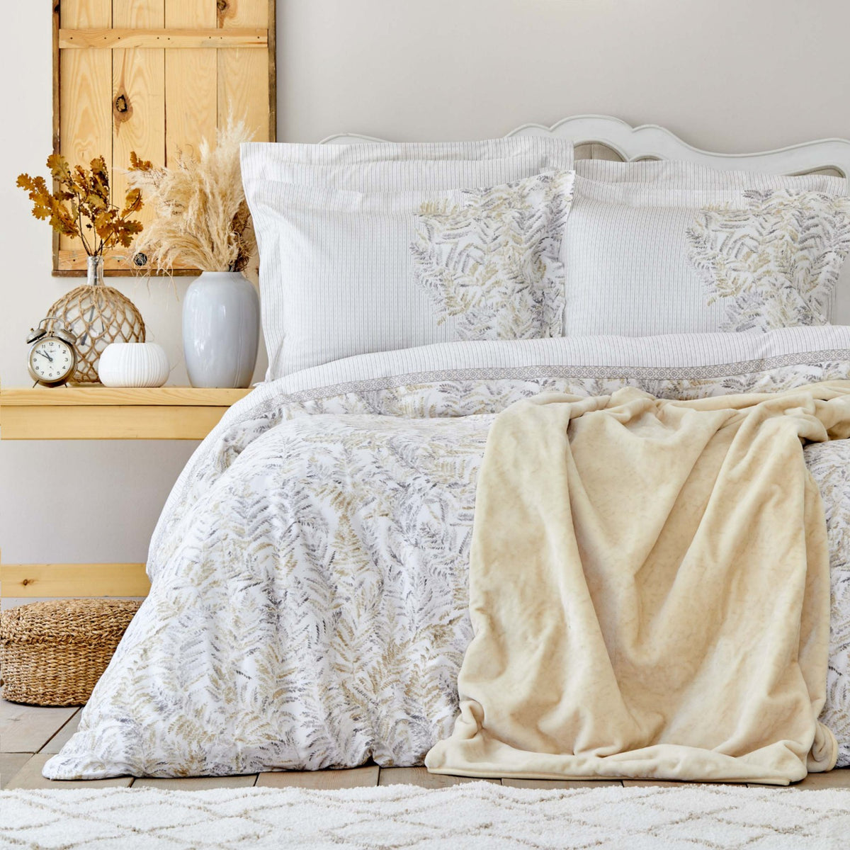 Karaca Home Bled Gray %100 Cotton Double Duvet Cover Set - MALLTURK