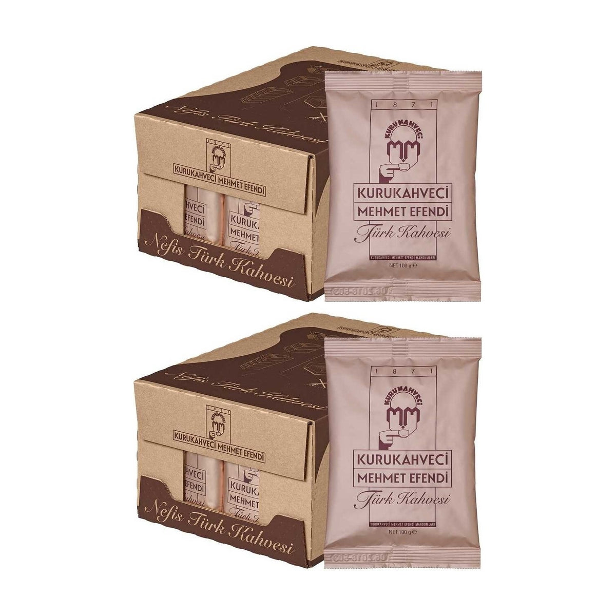 Kurukahveci Mehmet Efendi Turkish Coffee 100 gr (Set of 50) (2 Boxes of 25) - MALLTURK