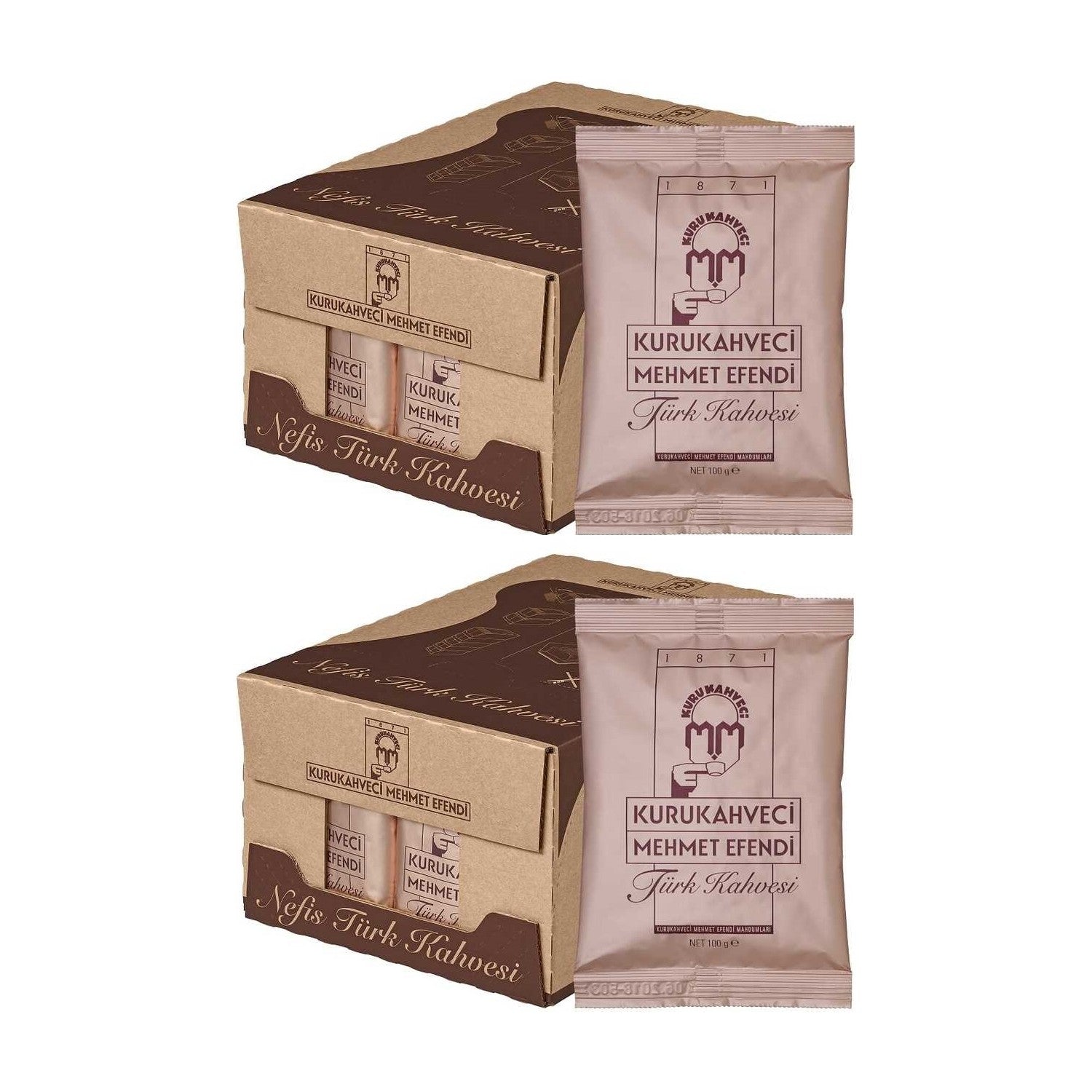 Kurukahveci Mehmet Efendi Turkish Coffee 100 gr (Set of 50) (2 Boxes of 25) - MALLTURK