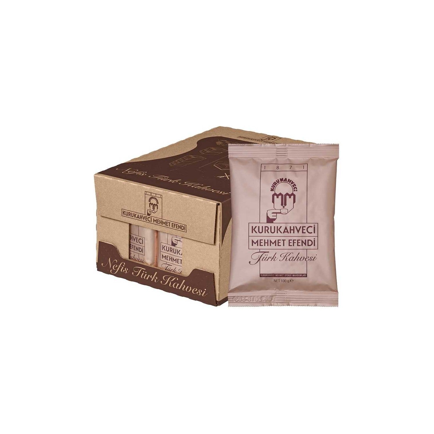Kurukahveci Mehmet Efendi Turkish Coffee 100 gr (Set of 50) (2 Boxes of 25) - MALLTURK