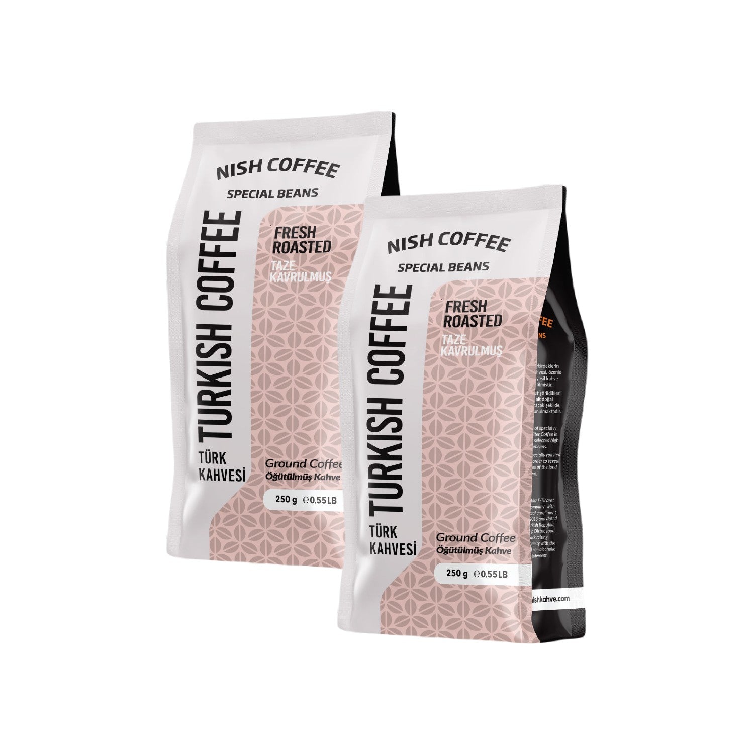 Nish Coffee Turkish Coffee 2 x 250 gr Freshly Roasted Brazilian Flavored Ground Coffee - MALLTURK
