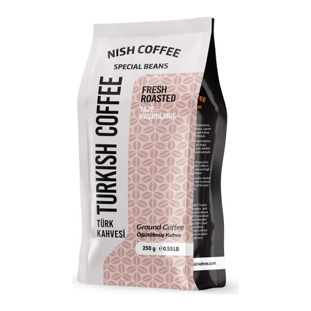 Nish Coffee Turkish Coffee 2 x 250 gr Freshly Roasted Brazilian Flavored Ground Coffee - MALLTURK