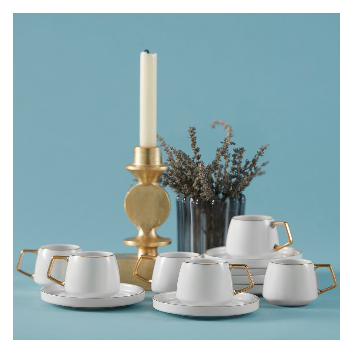 Karaca Saturn Gold Turkish Coffee Cup Set for 6, 100 ml - MALLTURK