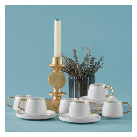 Karaca Saturn Gold Turkish Coffee Cup Set for 6, 100 ml - MALLTURK