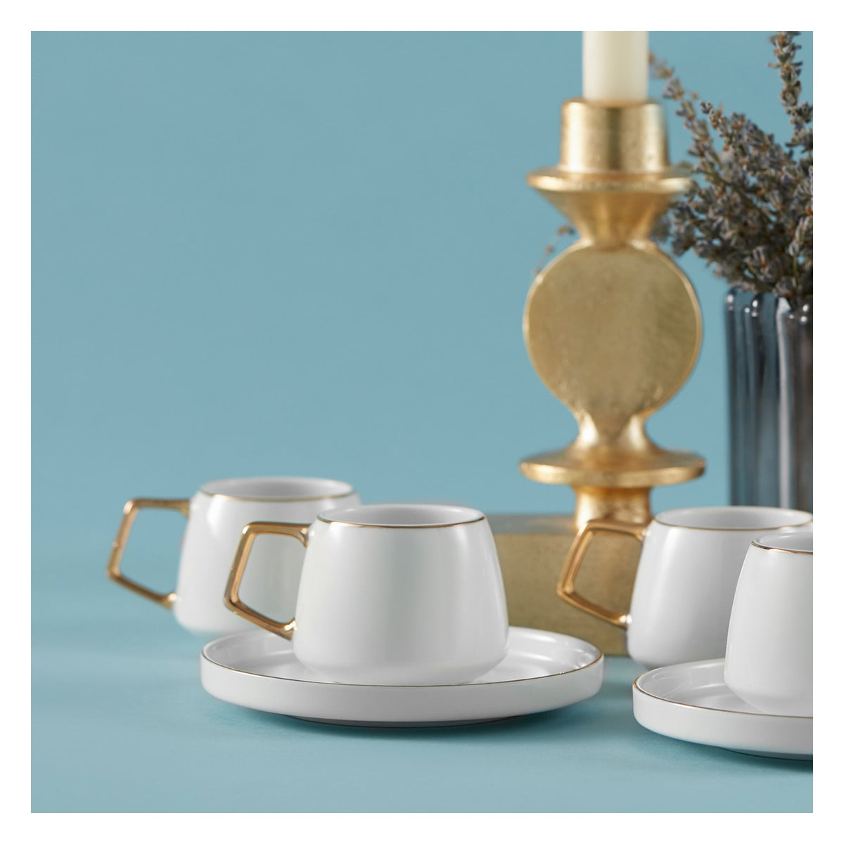 Karaca Saturn Gold Turkish Coffee Cup Set for 6, 100 ml - MALLTURK